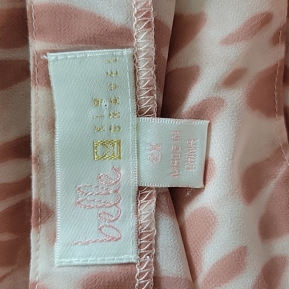 Belle By Kim Gravel Pink Sheer Leopard Print Tunic Embroidered Neckline Size 2XL - Picture 6 of 8